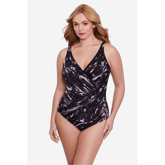 Miraclesuit‎ Oceanus One Piece Swimsuit in Tempest Black Brown 18